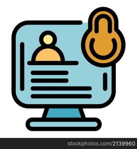 Account privacy icon. Outline account privacy vector icon color flat isolated. Account privacy icon color outline vector