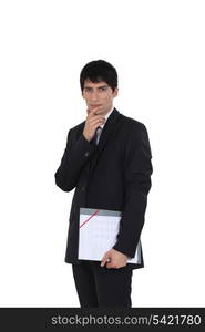 Accountant standing on white background