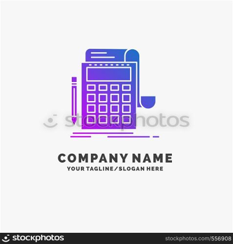 Accounting, audit, banking, calculation, calculator Purple Business Logo Template. Place for Tagline.. Vector EPS10 Abstract Template background