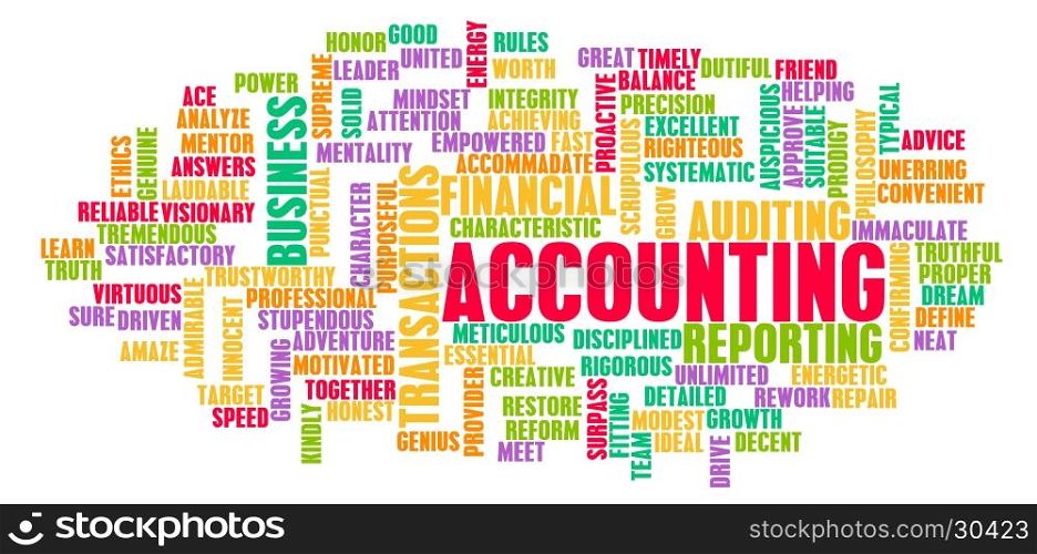 Accounting Word Cloud Concept on White. Accounting Word Cloud Concept