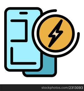 Accumulator power bank icon. Outline accumulator power bank vector icon color flat isolated. Accumulator power bank icon color outline vector