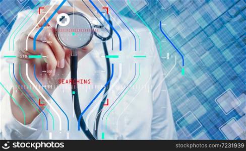 Accurate diagnosis appropriate treatment medical concept.Doctor with a stethoscope in the hands