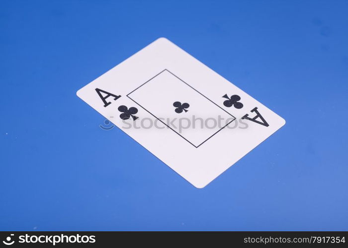 Ace of Clubs on blue background