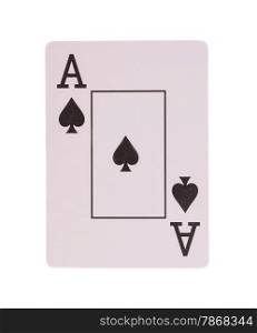 Ace poker card of spades isolated on white background