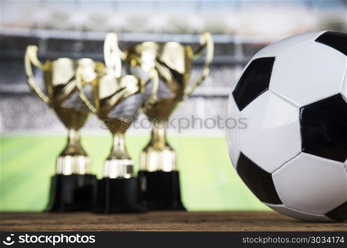 Achievement trophy, winning sport background. Trophy for champion, sport background