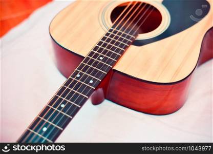 Acoustic guitar / Close up of guitar musical instrument tone vintage style classic