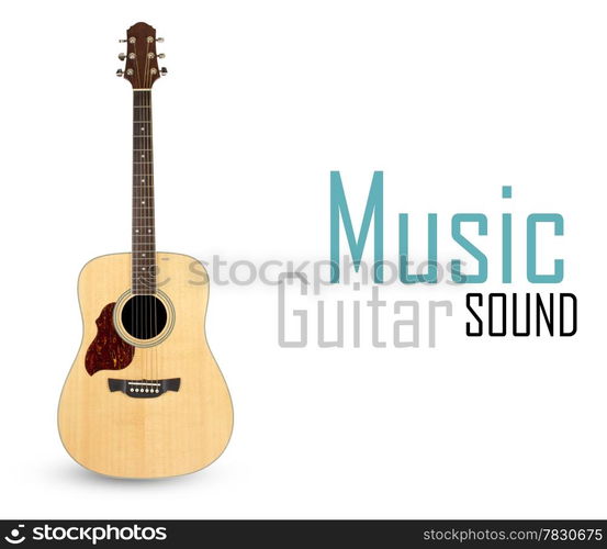 Acoustic guitar isolated over white background