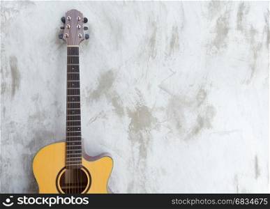 acoustic guitar on loft background with copy space
