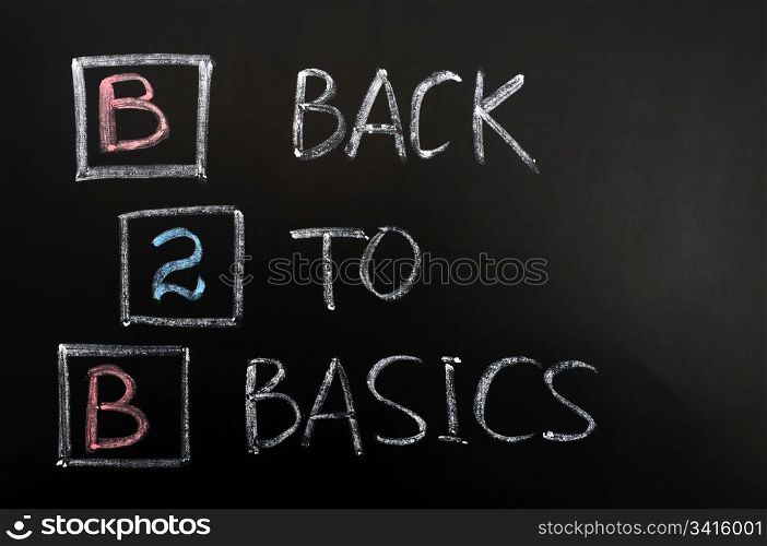 Acronym of B2B - Back to basics written on a blackboard
