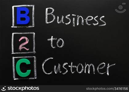 Acronym of B2C - Business to Customer written on a blackboard