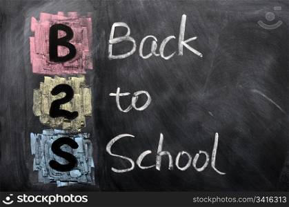 Acronym of B2S - Back to School written on a blackboard