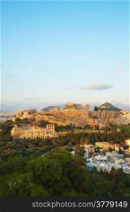 Acropolis in Athens, Greece in the evening before sunset