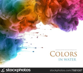 Acrylic colors and ink in water. Abstract background. isolated on white.