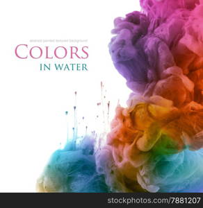 Acrylic colors and ink in water. Abstract background. isolated on white.