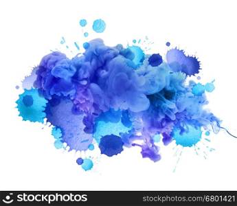 Acrylic colors in water and watercolor blots. Abstract background.