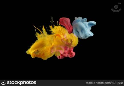Acrylic colors in water. Ink blot. Abstract background.