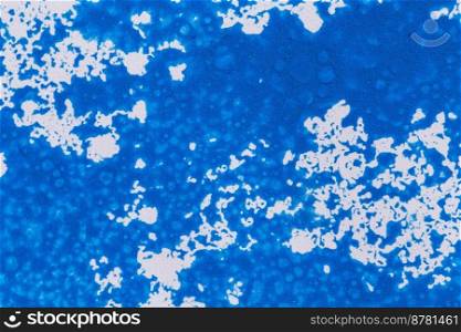 acrylic paint texture background blue color on white paper. Brush stroke. Hand made