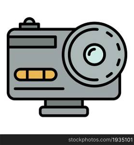 Action camera icon. Outline action camera vector icon color flat isolated. Action camera icon color outline vector