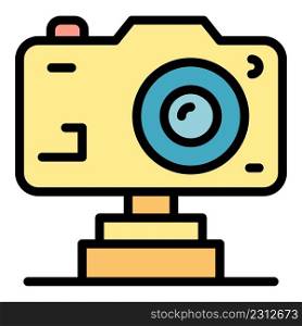 Action camera stream icon. Outline action camera stream vector icon color flat isolated. Action camera stream icon color outline vector