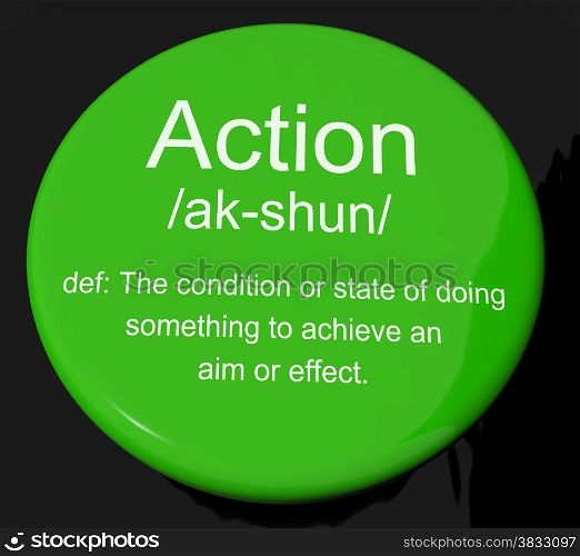 Action Definition Button Showing Acting Or Proactive. Action Definition Button Shows Acting Or Proactive