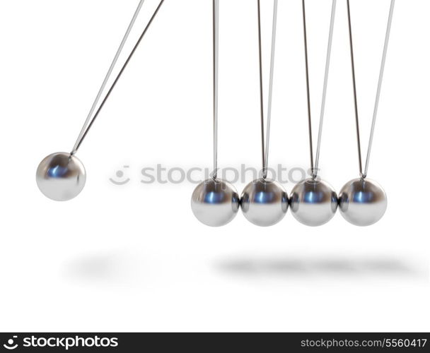 Action sequrence concept background - Newton&rsquo;s cradle executive toy isolated on white background