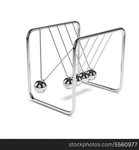 Action sequrence concept background - Newton&rsquo;s cradle executive toy isolated on white background