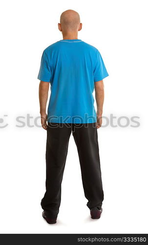 active man isolated on white background with clipping path, focus on foreground