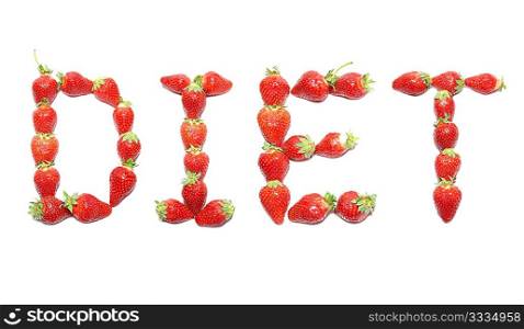 &acute;DIET&acute; word wrote by strawberry health alphabet