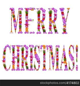 &acute;Merry Christmas&acute; it is written flowers on lilac letters