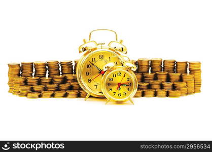 &acute;Time is money&acute; concept with clock and coins