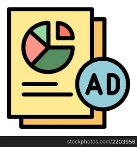 Ad and diagram in newspaper icon. Outline ad and diagram in newspaper vector icon color flat isolated. Ad and diagram in newspaper icon color outline vector