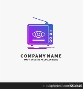 Ad, broadcast, marketing, television, tv Purple Business Logo Template. Place for Tagline.. Vector EPS10 Abstract Template background