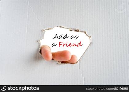 Add as a friend text concept isolated over white background