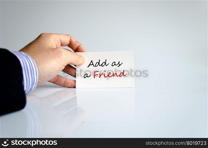 Add as a friend text concept isolated over white background