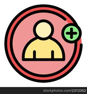 Add friend request icon. Outline add friend request vector icon color flat isolated. Add friend request icon color outline vector