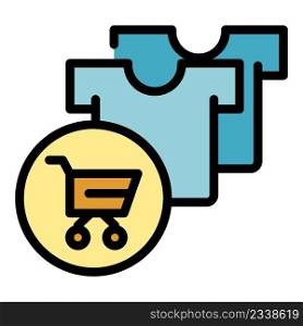 Add item cart icon. Outline add item cart vector icon color flat isolated. Add item cart icon color outline vector