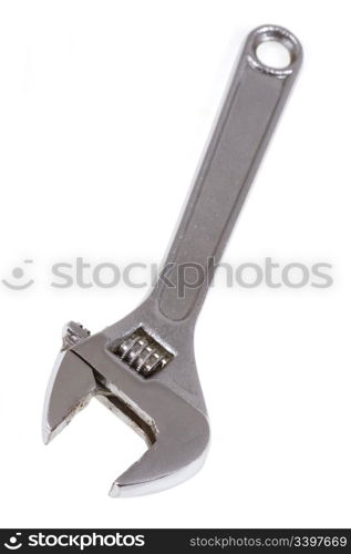 Adjustable wrench isolated on white