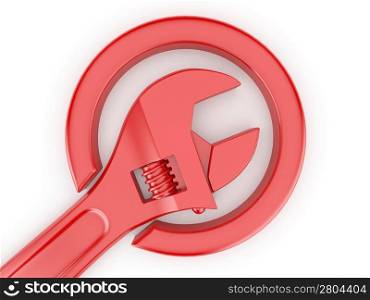 Adjustable wrench on white isolated background. 3d