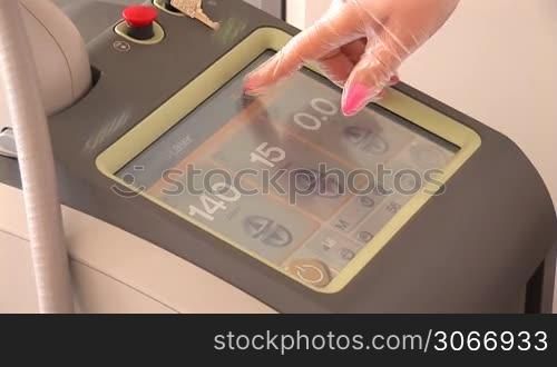 adjustment of medical equipment on the touch screen