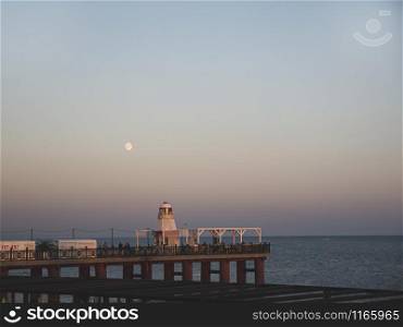 Adler city/ Russia - August 2019: Lighthouse in the seafront of Adler city