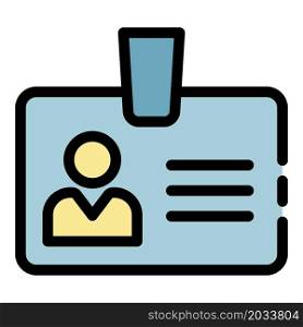 Admin badge icon. Outline admin badge vector icon color flat isolated. Admin badge icon color outline vector