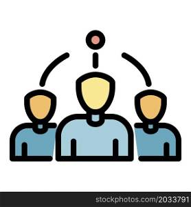 Administrator and team icon. Outline administrator and team vector icon color flat isolated. Administrator and team icon color outline vector