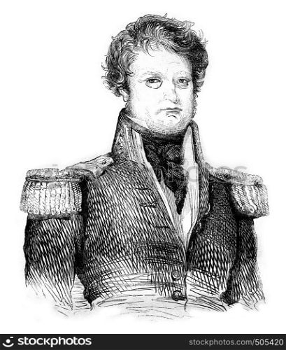 Admiral Dumont d'Urville, vintage engraved illustration. Magasin Pittoresque 1842.