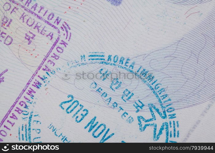 admitted stamp of Korea Visa for immigration travel concept