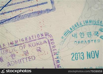 admitted stamp of Korea Visa for immigration travel concept