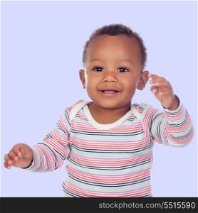 Adorable african baby on a blue background