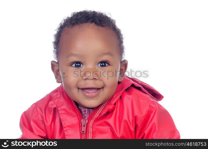 Adorable african baby smiling isolated on a white background