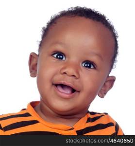 Adorable african baby smiling isolated on a white background