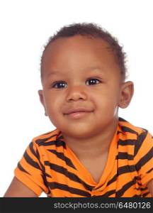 Adorable african baby smiling isolated on a white background