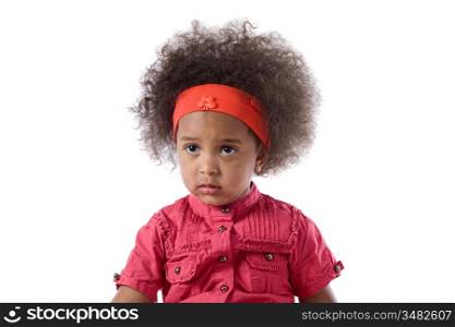 Adorable african baby with afro hairstyle isolated over white
